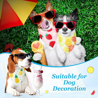 Weewooday 50 Pcs Fruit Dog Bandanas Bulk for Summer Soft Bibs Adjustable Triangle Pet Bandana for Small Medium Large Costume(Fruits Pattern, 25.6 x 17.7 x 17.7 Inch)