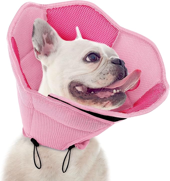 Dog Cone - Soft Cone for Dogs to Stop Licking, Pet E-Collar Alternative After Surgery, Adjustable Pet Recovery Collar for Wound Healing, Pink Medium