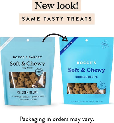 Bocce's Bakery Oven Baked Chicken Recipe Treats for Dogs, Wheat-Free Everyday Dog Treats, Made with Real Ingredients, Baked in The USA, Natural Soft & Chewy Cookies, Chicken, 6 oz
