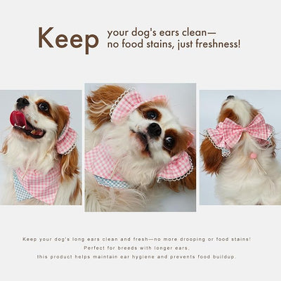 Soft Cotton Dog Headband for Cocker Spaniel, Cavalier, Springer - Adjustable Bow Pet Hair Accessory (Dow Bow Beige Thickened)