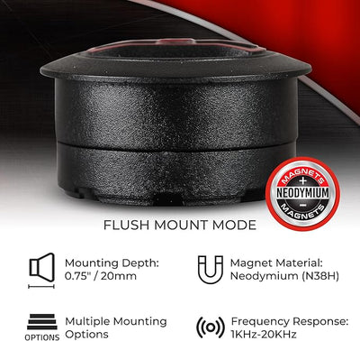DS18 SQT1 1.3" Multi-Mount PEI Mini Dome Tweeter with 0.8" Voice Coil, Neodymium Magnet, Pair