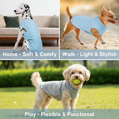 KYEESE 2Pack Waffle Dog Shirts, Lightweight Sleeveless Dog T Shirts for Large Dogs Boy, Breathable Pet Vest Comfort Tank Top Soft Dogs Clothes for Daily Wear, Blue+Grey, 3XL
