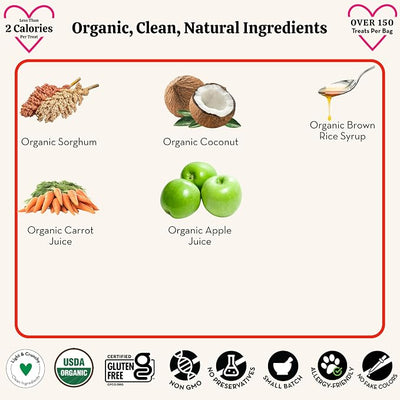 Lord Jameson Crispy Orchard Light & Crunchy Love Puffs - Apple & Carrot Dog Treats, Low-Calorie, Low-Sugar, Gluten & Preservative-Free, USDA Certified Organic - Made In USA 4 oz