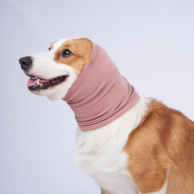 No Shake Ear Wraps for Dogs,Soft Dog Calming Hoodie Dog Ear Cover Ear Muffs for Anxiety,Grooming,Bathing,Swim,Noise Protection Quiet Ear for Dogs,Pink S