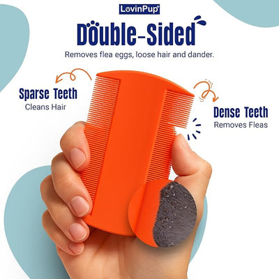 Pet Flea Comb for Dogs & Cats (3-Pack) – Fleas, Loose Fur & Tick Removal Tool for Cats & Dogs – Gentle & Durable Fine-Tooth Pet Hair Comb for Comfortable, Clean Coat Care