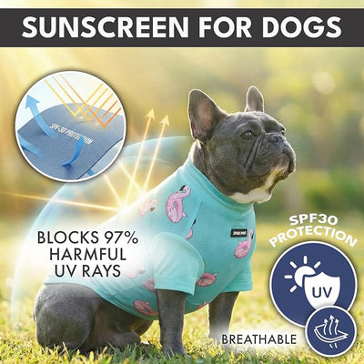 Spark Paws Sunblock Dog T-Shirt, SPF30 Protection, Lightweight Breathable Quick Dry for Dogs with Sensitive Skin - Bees & Flamingo (Set of 2) - Size 4XL