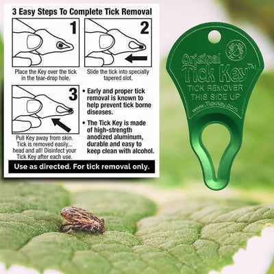 The Original Tick Key -Tick Detaching Device - Portable, Safe and Highly Effective Tick Detaching Tool - 3 Pack (Earth)