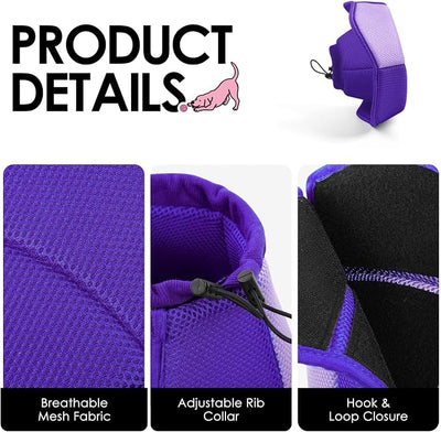 AOFITEE Dog Cone - Foldable Cone for Dogs After Surgery, Adjustable Comfy Cones to Stop Licking, Soft Dog Cone Collar for Large Dogs, Elizabethan Pet E-Collar for Wound Healing, Purple Large