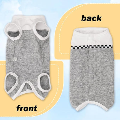 Dog Surgical Suit - Recovery Onesie for Dogs After Surgery, Spayed Female/Male Puppy, Breathable Anti-Lick Clothes, Alternative to Cone(Grey and White-xs)