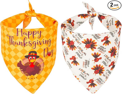 ADOGGYGO Thanksgiving Dog Bandana Fall Autumn Pet Bandana Reversible Triangle Bibs Scarf Accessories for Medium Large Dogs Pets (Large, Thanksgiving)
