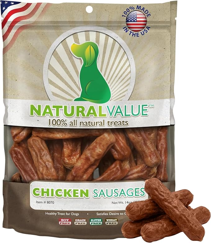 Loving Pets Natural Value Chicken Sausages - Soft Jerky Dog Treats for Large & Small Breeds - Healthy Gluten, Wheat, Soy & Grain Free Pet Treats for Dogs