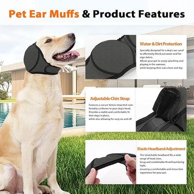 Dog Ear Covers for Bath, Swimming & Grooming – Water-Resistant Ear Protection Wraps for Dogs, Adjustable Reusable Shower Cap for Noise & Blow Drying Relief