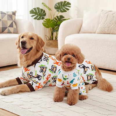XPUDAC 4 Pack Dog Pajamas Soft Strechy Summer Doggie Clothes for Medium Large Dogs Boy Girl Dog Onesie Cat Apparel, 3XL