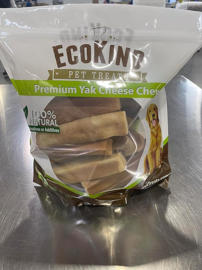 EcoKind Yak Cheese Himalayan Dog Chews, Yak Chews for Large Dogs, Long Lasting Bone for Aggressive Chewers, 3 Ingredient Natural High Protein Treats, No Additives or Lactose, Large - 18+ Chews (5 lbs)