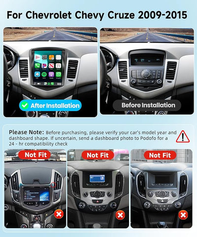 4 Core +64G Car Radio Stereo for Chevrolet Chevy Cruze 2009-2015 with Wireless CarPlay/Android Auto, 9.7 Inch Android 13 Touch Screen GPS Navi WiFi Bluetooth Mirror Link SWC HD Backup Camera