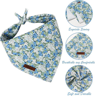Blueberry Dog Bandana - Soft Blue Spring Summer Dog Neck Scarf, Cute Pet Bib for Puppy Kitten, Playful Photo Dogs Cats Prop for Daily Use Parties & Pet Photography S