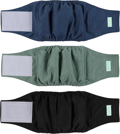 wegreeco Washable Male Dog Belly Band (Stylish Pattern)- Pack of 3 - Washable Male Dog Belly Wrap, Dog Diapers Male (Blue, Green, Black, X-Small)