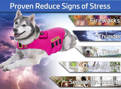 CozyVest 3-in-1 Calming Vest Music & Aromatherapy Dog Anxiety Coat Relaxing Sound & Essential Oil Scent Treats Canine Stress Relief Fireworks Thunder Separation Shirt Jacket(Pink, XXS [Up to 7 Lbs])