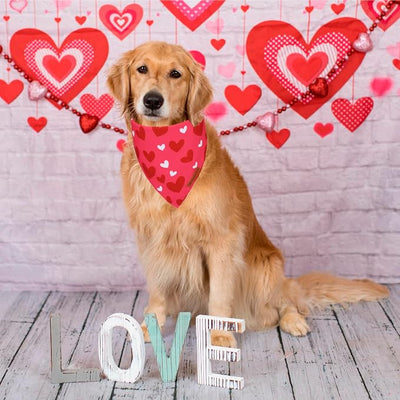 ADOGGYGO Valentine Dog Bandana, Heart and Love Pet Scarf, Premium Durable Fabric, Red Pink Valentine Bandanas for Large and Extra Large Dogs (X-Large)