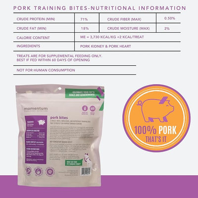 Momentum Carnivore Nutrition Freeze-Dried Pork Training Bites – Two Ingredients-Pork Kidney and Heart, Grain-Free, All-Natural Dog Treats –Made in USA – Perfect for Training & Rewards- 2.5 oz Bag