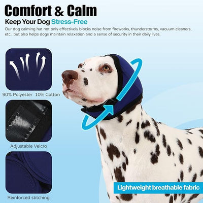 Dog Ear Muffs Wrap for Hematoma, Bathing, Drying, Swimming & Noise Anxiety Relief- Elastic Waterproof Ear Protection with Calming Hoodie Design for Grooming