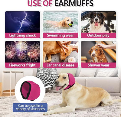 Quiet Ears for Dogs & Calming Dog Snood Reusable, Adjustable Anxiety Relief for Bathing, Grooming, Thunderstorm & Fireworks, Red, Small