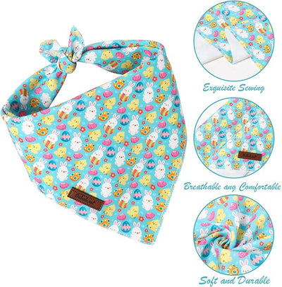 Easter Dog Bandana - Playful Blue Egg Hunt Dog Neck Scarf, Soft Spring Pet Bib for Medium Large Dogs, Easter Photo Dogs Cats Prop for Daily Use Parties & Pet Photography L