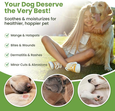 Hot Spot Treatment for Dogs - Pet Wound Care, Healing Ointment for Pets Itchy Skin Relief, Dry Skin Treatment, Natural Allergy Relief, Dog Paw Balm + Manuka Honey, Aloe Vera, Vitamin E (4 Oz.)