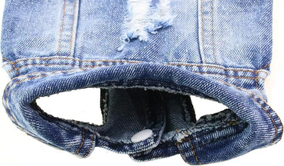 Pet Clothes Cool Dog Jeans Jacket for Small Medium Dogs & Cats, Vintage Washed Denim, Scratch-Resistant Lapel Vests