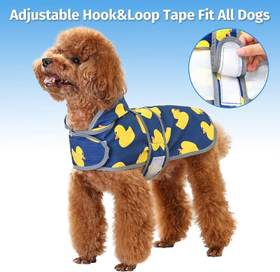 Dog Raincoat for Small Dogs Puppies Waterproof Jacket Hooded Rain Coats with Reflective Strips Leash Hole & Poncho Adjustable Fit (Duck,S)