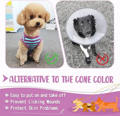 Dog's Recovery Suit Post Surgery Shirt for Puppy, Small Dog Surgical Recovery Suit for Female Male Dogs, Dog Onesie Protect Surgical Wound(Purple Blue Stripe-s)