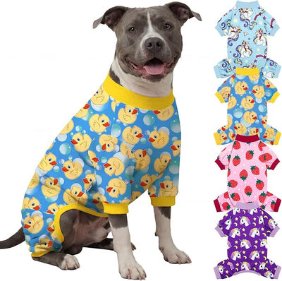 XPUDAC 4 Pieces Dog Pajamas for Large Dogs Pjs Clothes Puppy Onesies Outfits for Doggie Duck Shirts Sleeper for Pet Cats Jammies-6X-Large