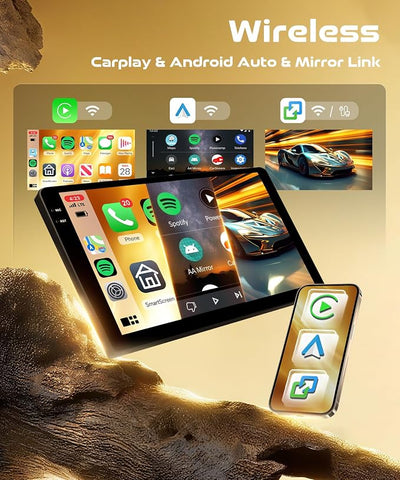 4 Core 4G+64G Car Radio for Honda CRV 2007-2011 with Wireless CarPlay Android Auto, 9 Inch Touchscreen Car Stereo with GPS Navi WIFI Mirror Link Bluetooth AM/FM/RDS Radio EQ SWC Backup Camera