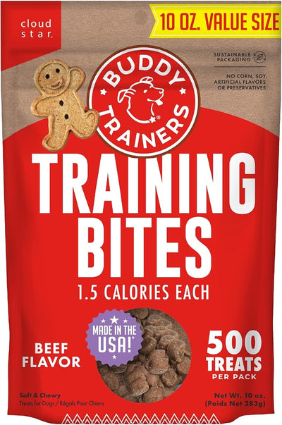 Buddy Biscuits Trainers Training Bites Soft & Chewy Dog Treats, Beef, 10 oz. Pouch
