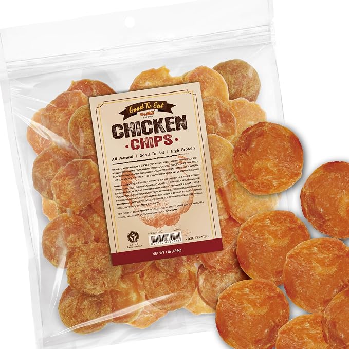 Gootoe Dog Treats, Chicken Jerky for Dogs - Dog Training Treats; High-Protein, Gluten-Free, Hypoallergenic, Grain-Free, Chicken Chips, 1 lb