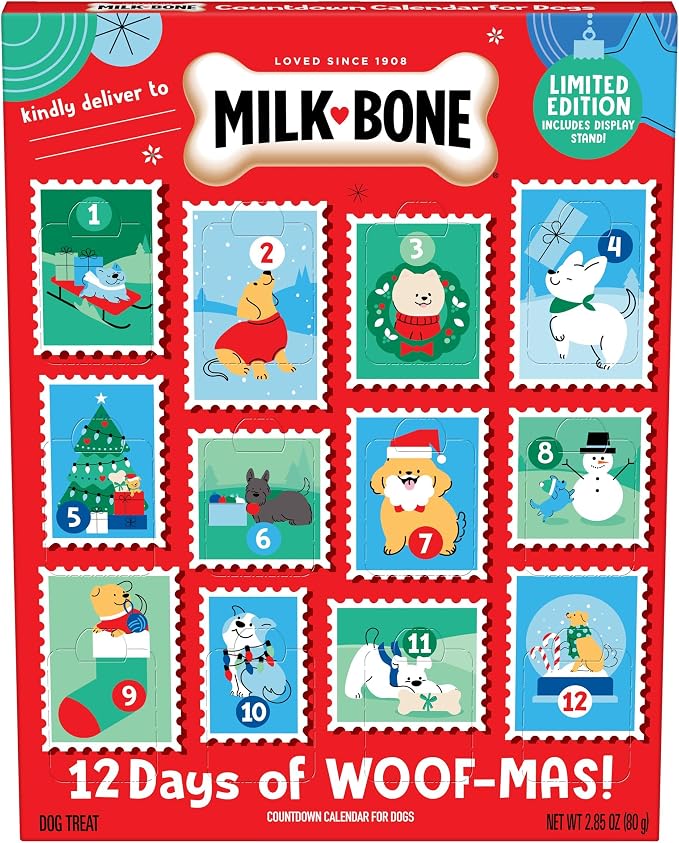 Milk-Bone 12 Days of Woofmas Countdown Calendar for Dogs, 2.85 Oz. Box