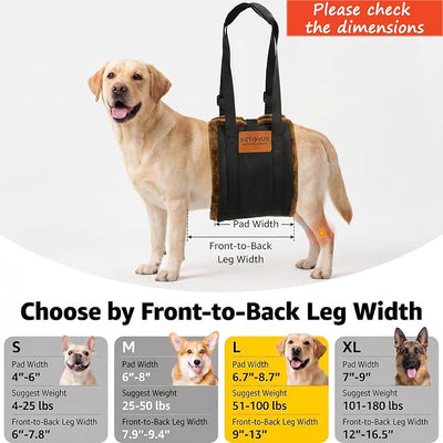 Dog Sling for Back Legs, Dog Lift Harness, Magic Tape Dog Sling for Large Dogs Hind Leg Support, Elderly Dog Lifter, Assist Canie Hip Arthritis K9 Cruciate Ligament Rehabilitation (Brown, Large)