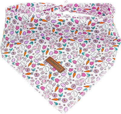 Lionheart Glory Easter Bandana Kerchief - Washable Soft Comfortable Scarf, Square Adjustable for Girl or Boy Dogs - Easter Eggs Rabbits Design for Small Dogs Puppy