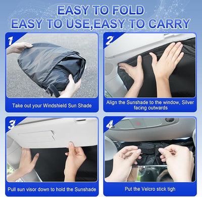 SINGARO Car Windshield Sun Shade, Foldable Reflective Sun Shade for Car Windshield, Compatible with Tesla Model Y Model 3 2016~2025