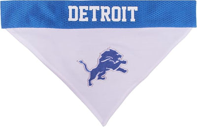NFL DOG BANDANA - DETROIT LIONS REVERSIBLE PET BANDANA. 2 Sided Sports Bandana with a PREMIUM Embroidery TEAM LOGO, Small/Medium. - 2 Sizes & 32 NFL Teams available