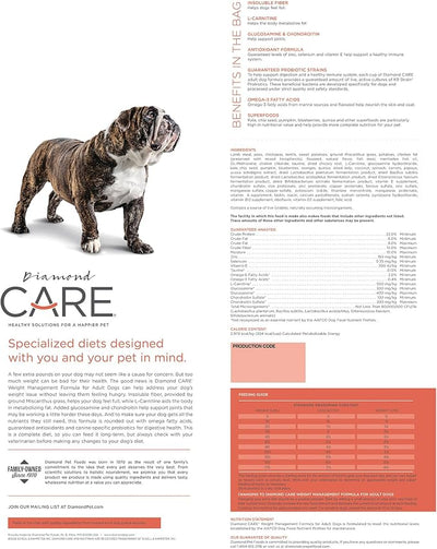 DIAMOND CARE Dry Dog Food Weight Management 25lb