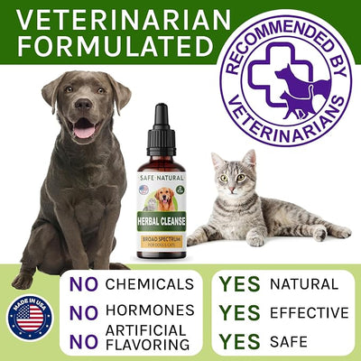 Herbal Cleanse for Cats and Dogs - Healthy Gut - Homeopathics Parasites and Toxins for Dogs and Cats - Intestinal Defense with Wormwood, Black Walnut - All Breeds and Size - Puppy and Kitten - 2.0FlOz