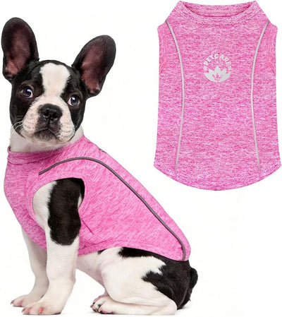 PETCARE Sun Protection Dog Shirts for Medium Dogs Quick Dry Soft Stretchy Dog T-Shirts with Reflective Label Tank Top Sleeveless Vest Pet Clothes, Athletic Fabric, Pink, XXL (Chest 26" Length 19.7")