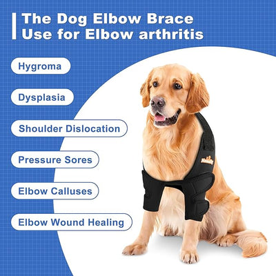 Neoally Breathable Dog Elbow Brace Protector Pads for Canine Elbow and Shoulder Support Elbow Hygroma, Dysplasia, Osteoarthritis, Elbow Calluses, Pressure Sores and Shoulder Dislocation (Right Medium)