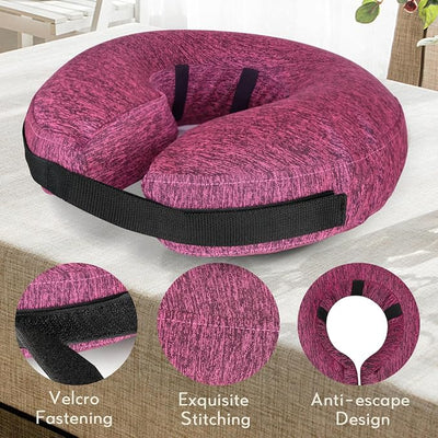 MIDOG Inflatable Dog Cone, Soft Donut Recovery Collar Alternative After Surgery to Help Prevent Licking, Comfy E Collar with Neck Pillow Design, Rose, XS
