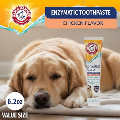 Arm & Hammer Complete Care Enzymatic Dog Toothpaste with Baking Soda and Calcium, Fluoride-Free Chicken Flavor for Plaque, Tartar, and Fresh Breath, 6.2 Oz Value Size
