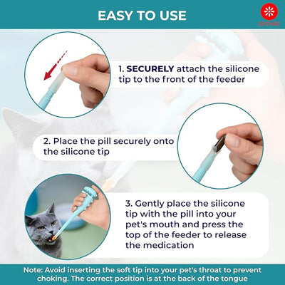 Pet Pill Shooter, Safe & Easy Pill Popper with 2 Premium Soft Silicone Tips for Cats and Dogs, Acts as Pet Piller, Medicine Feeder, Pill Pusher, Pill Dispenser, Cat and Dog Pill Shooter