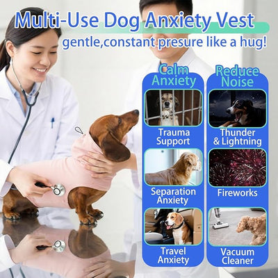 MIGOHI Dog Anxiety Shirt | Breathable Calming Vest for Medium Dogs,Anxiety Jacket for Dogs Vet Visit,Travel, Separation,Fireworks,Storms,Dog Vest for Anxiety to Stop Panting & Hiding,Pink,L