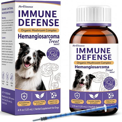 Dog Cancer Supplement 4 oz - Dog Cancer Care and Lumps & Bumps Support, 7 Organic Turkey Tail Mushroom Blend with Turmeric for Dog for Hemangiosarcoma, Hemoabdomen, Cancer & Vascular Support