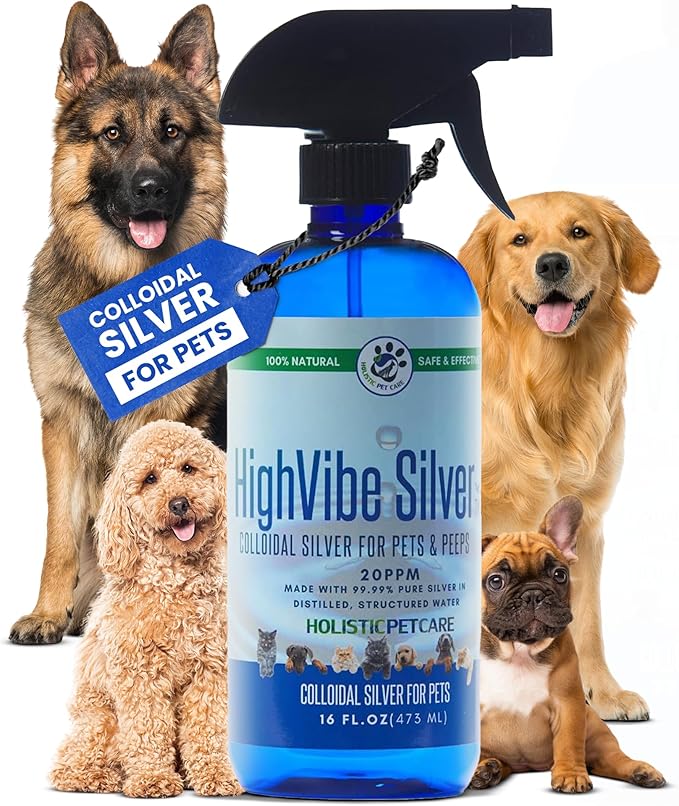 Holistic Pet Care Colloidal Silver for Dogs, Cats, Horses & Birds – 20 PPM Wound Care, Hot Spot Treatment, Skin Relief & Immune Support – All-Natural Pet Colloidal Silver Solution, Spray Bottle (16oz)
